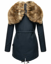 Navahoo Diamond lange Damen Winterjacke mit Teddyfell Navy Größe M - Gr. 38