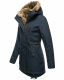 Navahoo Diamond lange Damen Winterjacke mit Teddyfell Navy Größe M - Gr. 38