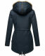 Navahoo Diamond lange Damen Winterjacke mit Teddyfell Navy Größe L - Gr. 40