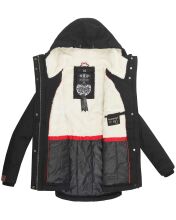 Marikoo Bikoo Damen gefütterte Winterjacke mit Teddyfell Schwarz Größe XS - Gr. 34