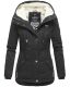 Marikoo Bikoo Damen gefütterte Winterjacke mit Teddyfell Schwarz Größe XS - Gr. 34