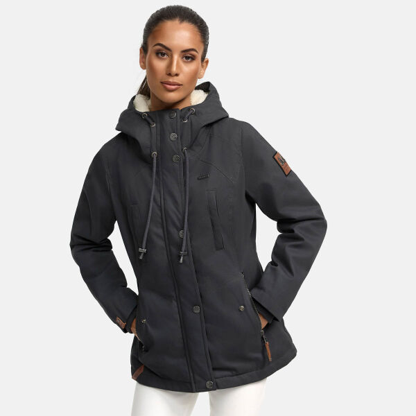 Marikoo Bikoo Damen gefütterte Winterjacke mit Teddyfell Anthrazit Größe M - Gr. 38