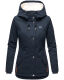 Marikoo Bikoo Damen gefütterte Winterjacke mit Teddyfell Navy Größe XS - Gr. 34