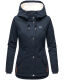 Marikoo Bikoo Damen gefütterte Winterjacke mit Teddyfell Navy Größe S - Gr. 36