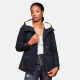 Marikoo Bikoo Damen gefütterte Winterjacke mit Teddyfell Navy Größe M - Gr. 38