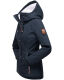 Marikoo Bikoo Damen gefütterte Winterjacke mit Teddyfell Navy Größe L - Gr. 40