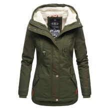 Marikoo Bikoo Damen gefütterte Winterjacke mit Teddyfell Grün Größe XS - Gr. 34