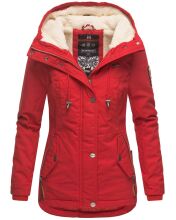 Marikoo Bikoo Damen gefütterte Winterjacke mit Teddyfell Rot Größe XS - Gr. 34