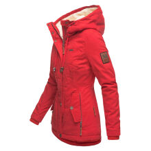 Marikoo Bikoo Damen gefütterte Winterjacke mit Teddyfell Rot Größe XS - Gr. 34