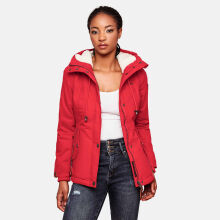 Marikoo Bikoo Damen gefütterte Winterjacke mit Teddyfell Rot Größe XXL - Gr. 44
