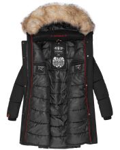 Navahoo Halina Damen Winter Steppmantel mit Kunstfell Schwarz Gr&ouml;&szlig;e L - Gr. 40