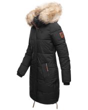 Navahoo Halina Damen Winter Steppmantel mit Kunstfell Schwarz Größe XL - Gr. 42