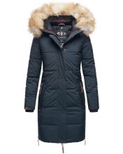 Navahoo Halina Damen Winter Steppmantel mit Kunstfell Navy Größe S - Gr. 36