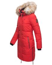 Navahoo Halina Damen Winter Steppmantel mit Kunstfell Rot Größe S - Gr. 36