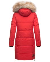 Navahoo Halina Damen Winter Steppmantel mit Kunstfell Rot Größe S - Gr. 36