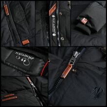 Navahoo Halina Damen Winter Steppmantel mit Kunstfell Rot Größe S - Gr. 36