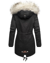 Navahoo Honigfee warme Damen Winterjacke mit Kapuze und Kunstfell Schwarz Größe XS - Gr. 34