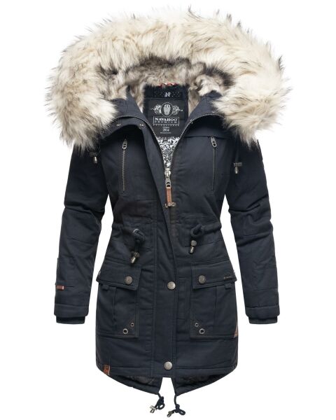 Navahoo Honigfee ladies parka winter jacket with fur collar - Navy-Gr.M