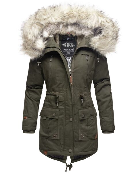 Navahoo Honigfee Damen Parka Winterjacke Olive