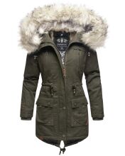 Navahoo Honigfee ladies parka winter jacket with fur collar - Olive-Gr.XS