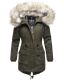 Navahoo Honigfee warme Damen Winterjacke mit Kapuze und Kunstfell Olive Größe M - Gr. 38