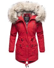 Navahoo Honigfee ladies parka winter jacket with fur collar - Red-Gr.XS