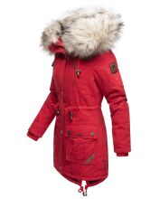 Navahoo Honigfee ladies parka winter jacket with fur collar - Red-Gr.XS