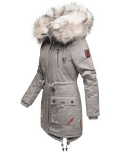 Navahoo Honigfee warme Damen Winterjacke mit Kapuze und Kunstfell Hellgrau Gr&ouml;&szlig;e XS - Gr. 34