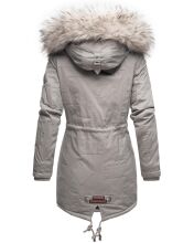 Navahoo Honigfee warme Damen Winterjacke mit Kapuze und Kunstfell Hellgrau Gr&ouml;&szlig;e XL - Gr. 42