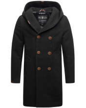 Marikoo Irukoo Herren Langer Winter Mantel mit Kapuze Schwarz Größe XL - Gr. XL