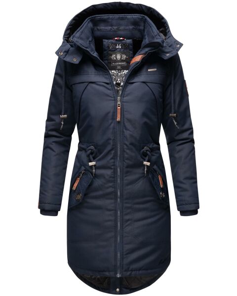 Marikoo Kamil Damen Parka Winterjacke mit Kapuze Navy Größe XL - Gr. 42
