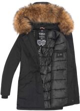 Marikoo Karmaa-Princess Damen Parka Winterjacke mit Fellkragen Schwarz-Gr.XS