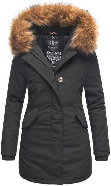 Marikoo Karmaa-Princess ladies parka winter jacket with fur collar Schwarz-Gr.S