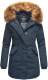 Marikoo Karmaa-Princess ladies parka winter jacket with fur collar Navy-Gr.XL