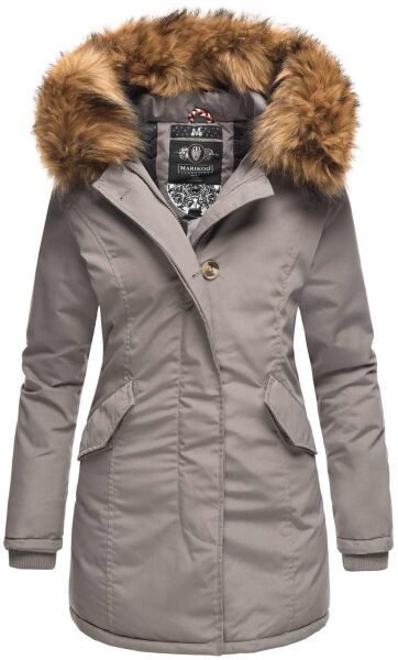 Marikoo Karmaa-Princess ladies parka winter jacket with fur collar Grau-Gr.XL