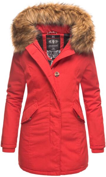 Marikoo Karmaa-Princess Damen Parka Winterjacke mit Fellkragen Rot-Gr.S