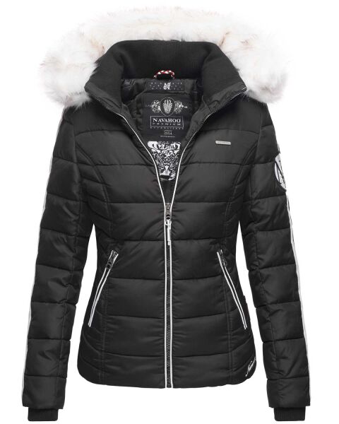 Navahoo Khingaas Damen Winter Steppjacke mit Kapuze Schwarz Größe M - Gr. 38