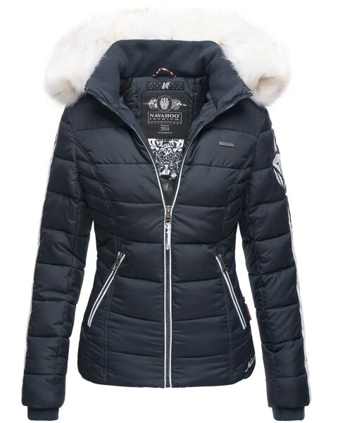 Navahoo Khingaas Damen Winter Steppjacke mit Kapuze Navy Größe L - Gr. 40