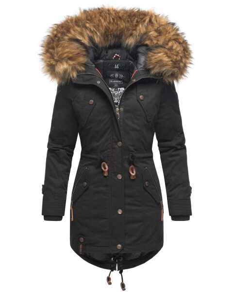 Marikoo La Viva Princess Damen Winterjacke mit Kapuze Schwarz Größe S - Gr. 36