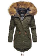 Marikoo La Viva Princess Damen Winterjacke mit Kapuze Olive Größe S - Gr. 36