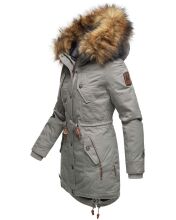 Marikoo La Viva Princess Damen Winterjacke mit Kapuze Hellgrau Größe S - Gr. 36