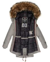 Marikoo La Viva Princess Damen Winterjacke mit Kapuze Hellgrau Größe S - Gr. 36