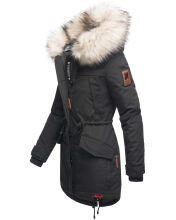 Navahoo Lady Like warme Damen Winterjacke mit Kapuze und Kunstfell Schwarz Größe XS - Gr. 34