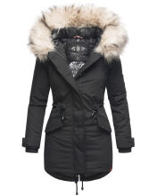 Navahoo Lady Like warme Damen Winterjacke mit Kapuze und Kunstfell Schwarz Größe S - Gr. 36