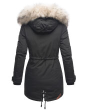 Navahoo Lady Like warme Damen Winterjacke mit Kapuze und Kunstfell Schwarz Größe S - Gr. 36