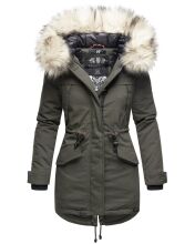 Navahoo Lady Like warme Damen Winterjacke mit Kapuze und Kunstfell Anthrazit Größe XS - Gr. 34