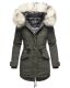 Navahoo Lady Like warme Damen Winterjacke mit Kapuze und Kunstfell Anthrazit Größe XS - Gr. 34