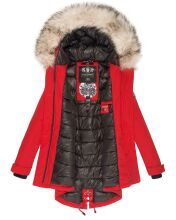 Navahoo Lady Like warme Damen Winterjacke mit Kapuze und Kunstfell Rot Größe XS - Gr. 34