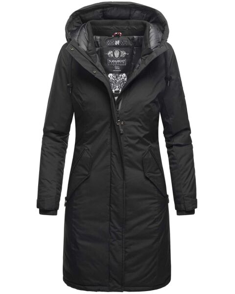 Navahoo Letiziaa lange Damen Parka Winterjacke mit Kapuze Schwarz Größe S - Gr. 36