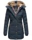 Marikoo warme Damen Steppmantel Winterjacke mit Kapuze Navy Größe XS - Gr. 34